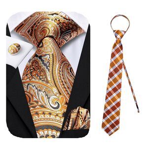6242 Silk Paisley Ties and Plaid Zipper Tie